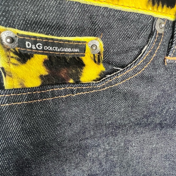 Dolce & Gabbana Yellow Leopard Print Jean Skirt - Picture 5 of 6